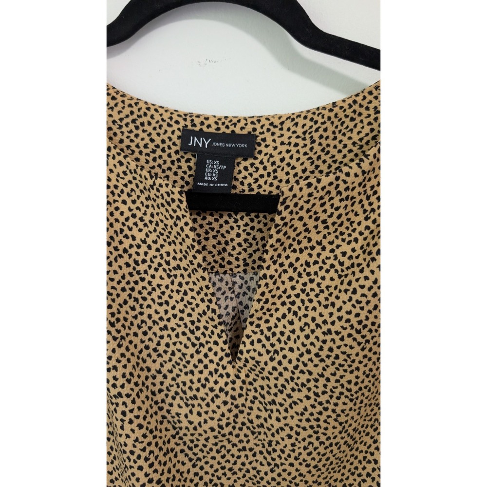 Jones New York Animal Print Puff Sleeve V-Neck Blouse XS - Picture 4 of 15